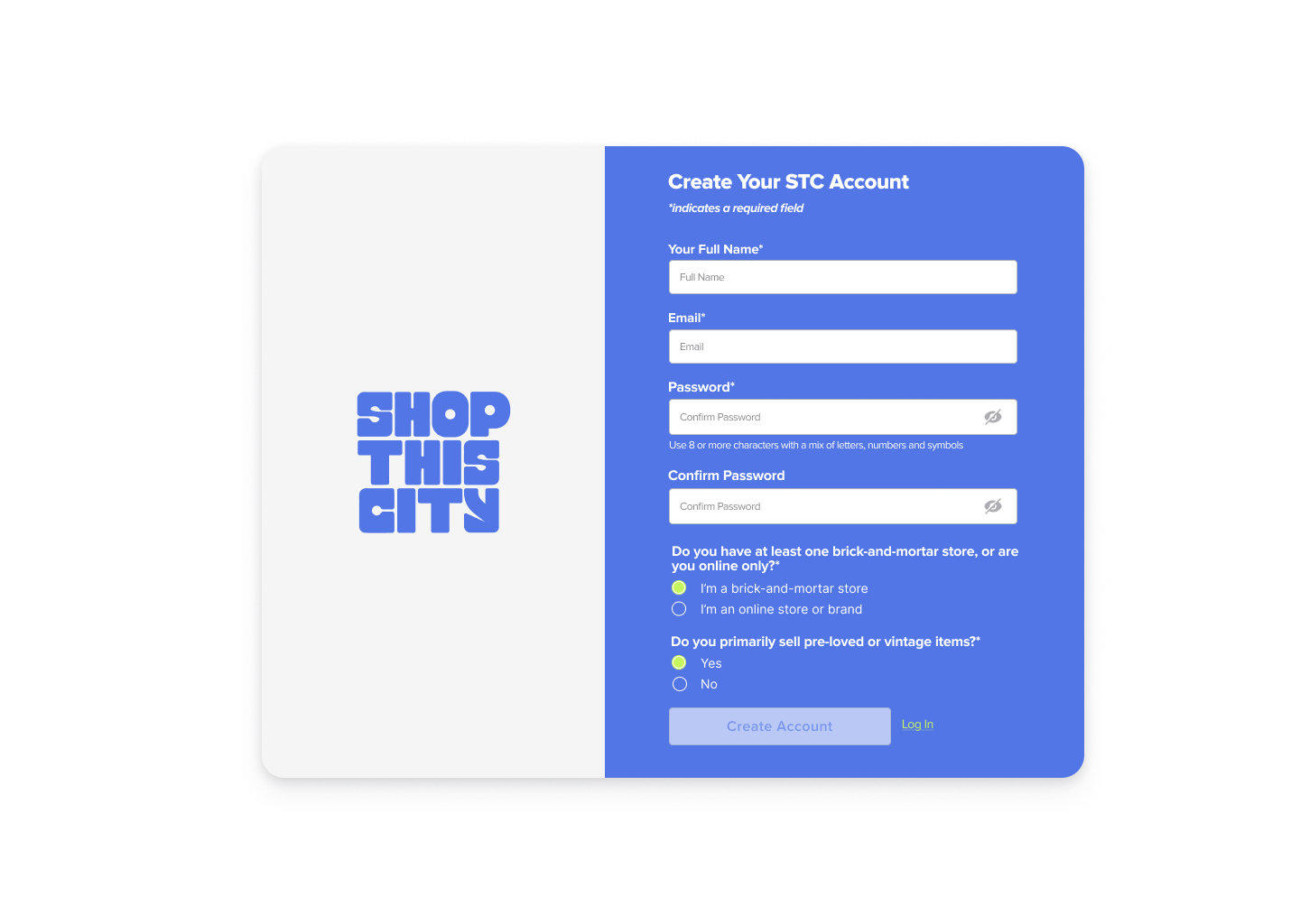 The Create Your STC Account pop-up