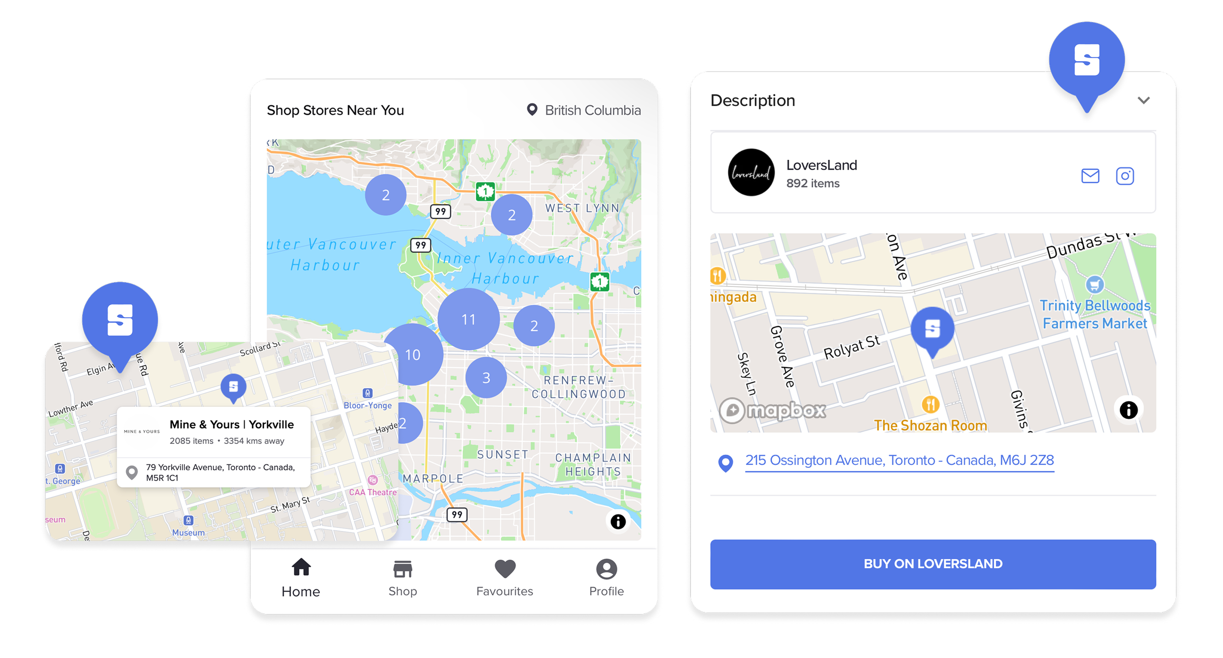 Store locations and maps inside Shop This City