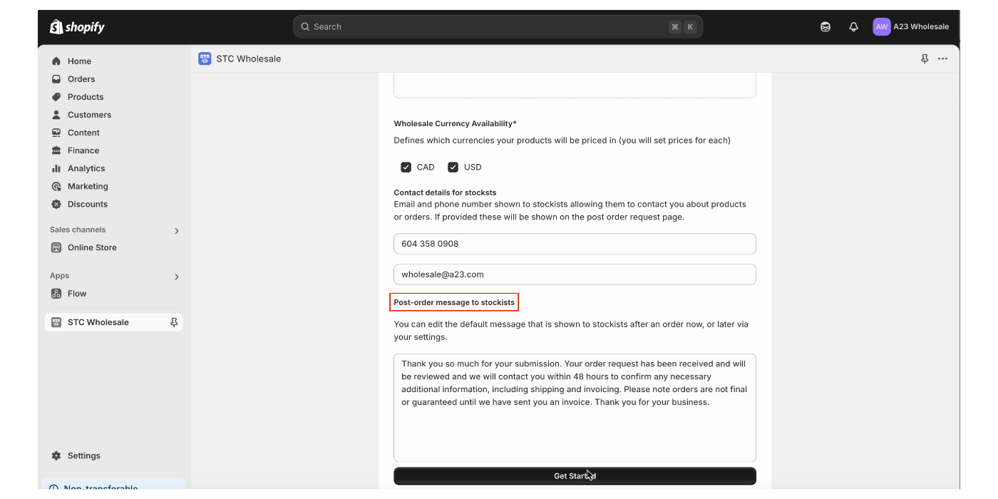 STC Wholesale currency settings